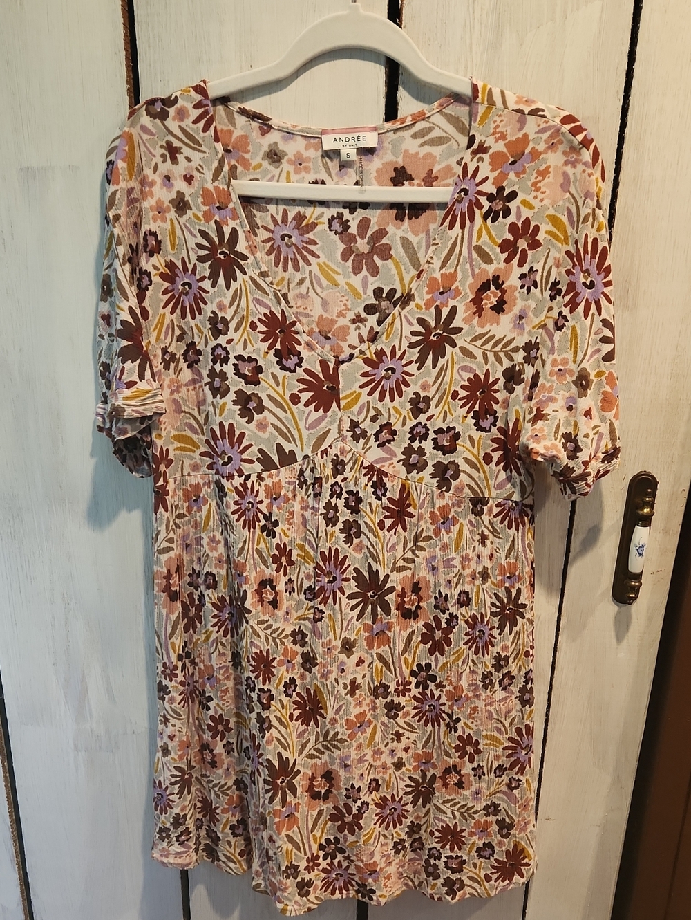 ANDRÈE BY UNIT Autumn Floral V Neck Dress Size Small